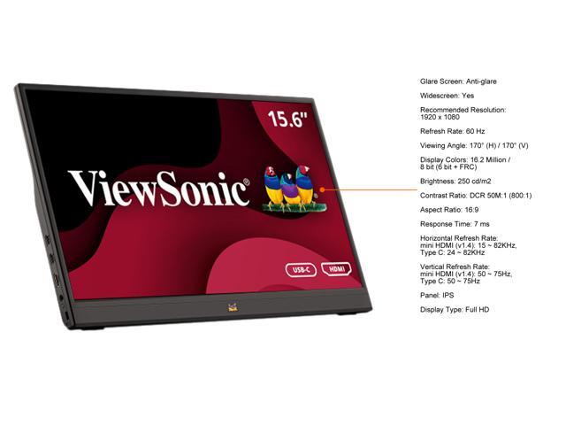 ViewSonic - VA1655 15.6" LCD FHD Monitor (DisplayPort USB, HDMI) - Black - image 5