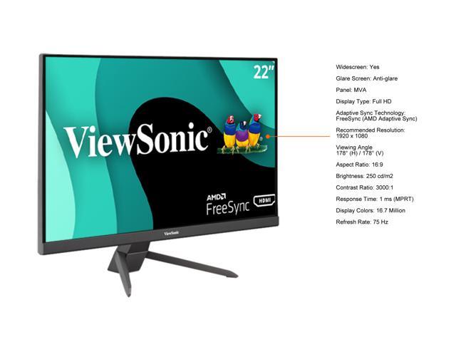 ViewSonic - VX2267-MHD 22" LCD FHD FreeSync Gaming Monitor (HDMI, VGA and DisplayPort) - Black - image 5