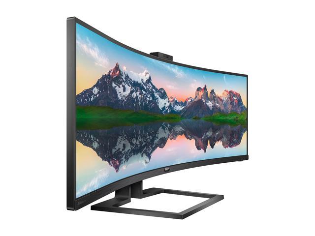 Philips 499P9H 49' SuperWide Curved Monitor, Dual QHD 5120 x 1440 32:9, USB-C Docking, KVM Switch, HDMI/DisplayPort, Windows Hello Pop-Up Webcam,...