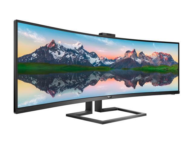 Philips 499P9H 49' SuperWide Curved Monitor, Dual QHD 5120 x 1440 32:9, USB-C Docking, KVM Switch, HDMI/DisplayPort, Windows Hello Pop-Up Webcam,...