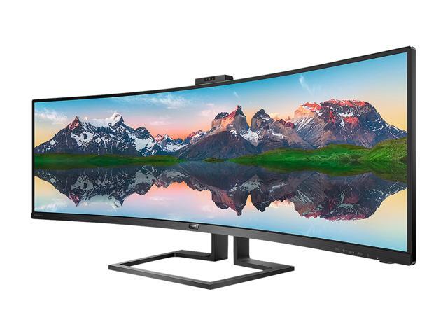 Philips 499P9H 49' SuperWide Curved Monitor, Dual QHD 5120 x 1440 32:9, USB-C Docking, KVM Switch, HDMI/DisplayPort, Windows Hello Pop-Up Webcam,...