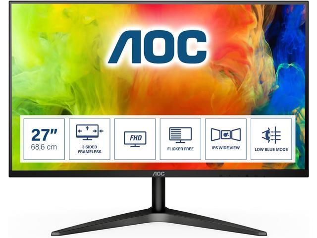 AOC 27B1H 27' Full HD 1920x1080 monitor, 3-sided frameless, IPS Panel, HDMI/VGA, AOC Flicker-Free, ClearVision, 20M:1 Contrast