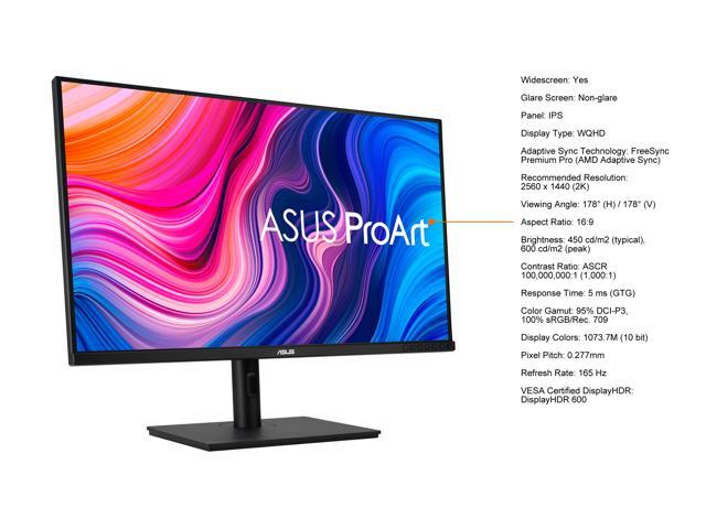 ASUS - ProArt 32" 2K IPS 165Hz Professional Monitor with FreeSync Premium Pro and HDR (DisplayPort, HDMI) - Black - image 7