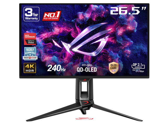 Open Box - ASUS ROG Swift 27' UHD 4K 240Hz with FreeSync Premium & G-Sync Compatible 0.03ms HDR400 Semi-Glossy OLED Gaming Computer Monitor with...
