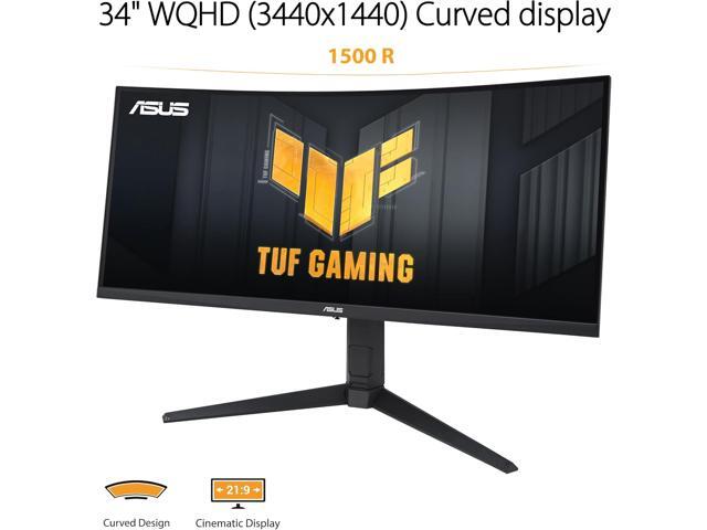 ASUS TUF Gaming 34 inch UltraWide QHD 2K 1440P 180Hz AMD FreeSync Premium Pro (Adaptive Sync) 1ms HDR400 ELMB Curved Gaming Computer Monitor with...