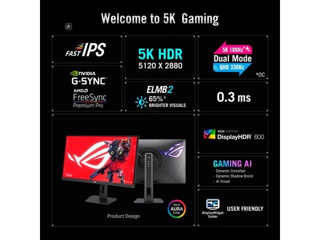 ASUS - ROG Strix 27" Dual Mode (5K 165Hz, 2K 330Hz) 1ms Gaming Monitor with FreeSync Premium Pro and HDR - Black - image 9