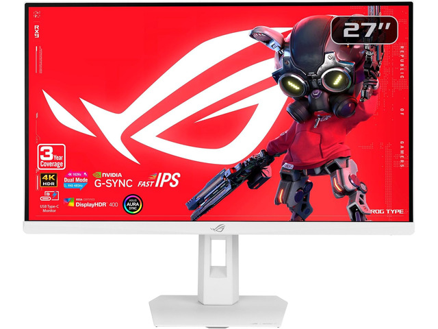 ASUS ROG Strix 27 inch Dual Mode UHD 4K 162Hz Full HD 485Hz IPS Nvidia G-Sync compatible 1ms HDR400 USB-C White Gaming Computer Monitor with Height...
