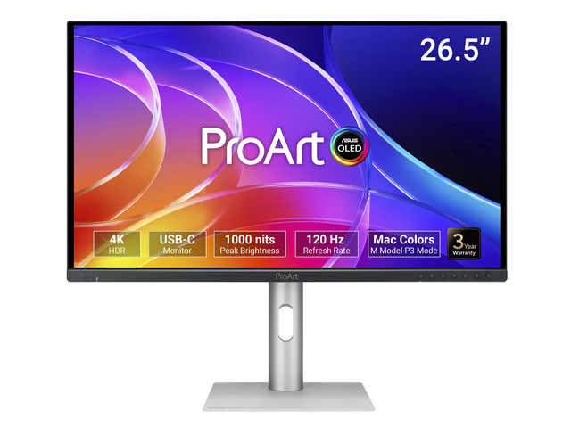 ASUS ProArt Display 27' 4K OLED USB-C Professional Monitor (PA279CDV) - QD-OLED, 120Hz, HDR10, 99% DCI-P3, ?E < 1.5, Calman Verified, USB-C (96W...