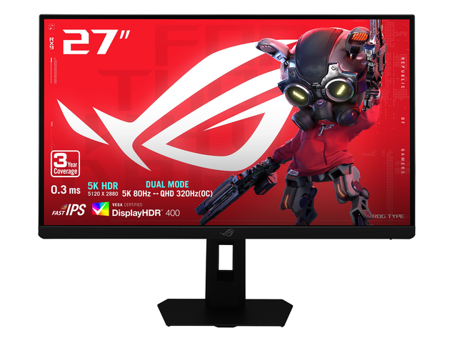 Open Box - ASUS ROG 27 Inch 5K HDR Fast IPS Gaming Monitor (XG27JCEG) - Dual mode 5K 80Hz or QHD 320Hz, Extreme Low Motion Blur Sync, USB-C (15W...