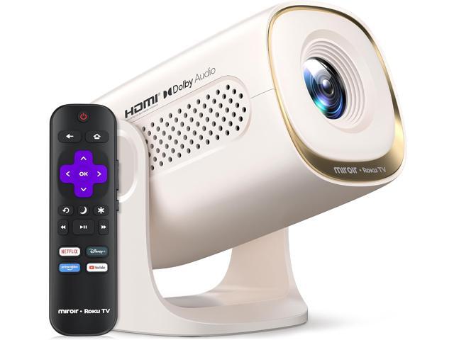 Miroir Roku TV Smart Projector with WiFi and Bluetooth, 150 ANSI, Dolby Audio, 270 Degree Rotatable Stand, Auto Keystone & Zoom - Portable Mini.