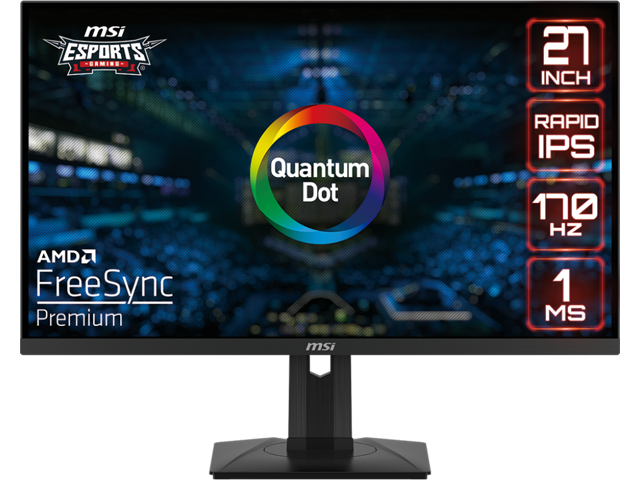 MSI 27' 170 Hz Rapid IPS QHD Rapid IPS Gaming Monitor FreeSync Premium 2560 x 1440 (2K) 93% Adobe RGB / 95% DCI-P3 / 150% sRGB G274QPF QD