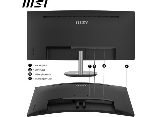 MSI - Pro MP341CQ 34" LCD QHD 100Hz 1ms FreeSync Monitor ,Built-in Speakers (DisplayPort, HDMI ) - Matte Black - image 6
