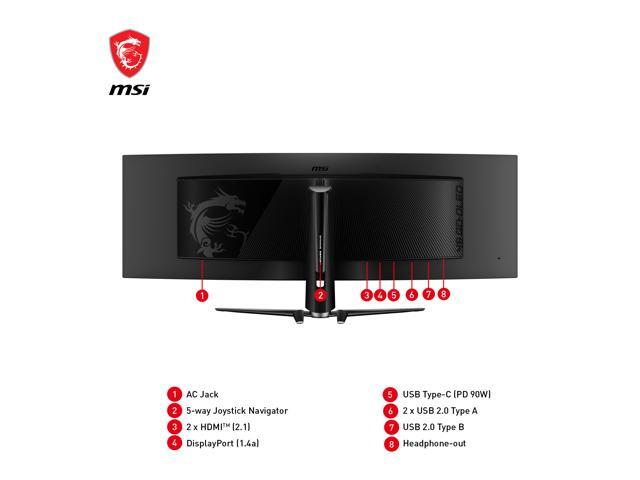 MSI - MPG 491CQP QD-OLED 49" 5120x1440 (DQHD) Curved OLED Quantum Dot Monitor 144Hz 0.03ms(GTG) HDR400 Type-C DisplayPort HDMI - Black - image 10