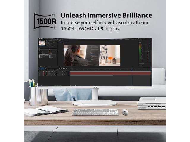 MSI - Modern MD342CQPW 34" LCD UWQHD 120Hz ms Computer Monitor with HDR ready, Built-in Speakers (DisplayPort, HDMI, USB-C ) - Matte White - image 9