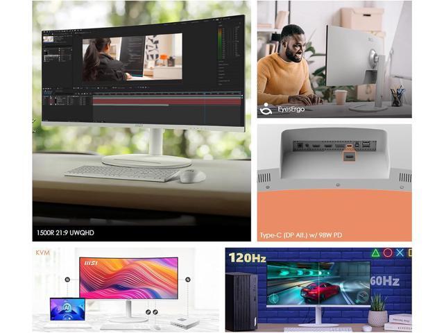 MSI - Modern MD342CQPW 34" LCD UWQHD 120Hz ms Computer Monitor with HDR ready, Built-in Speakers (DisplayPort, HDMI, USB-C ) - Matte White - image 11