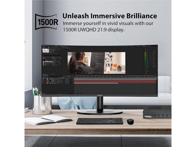 MSI - Modern MD342CQ 34" UWQHD 120Hz 4ms Computer Monitor with HDR ready, Built-in Speakers (DisplayPort, HDMI, USB-C ) - Matte Black - image 9