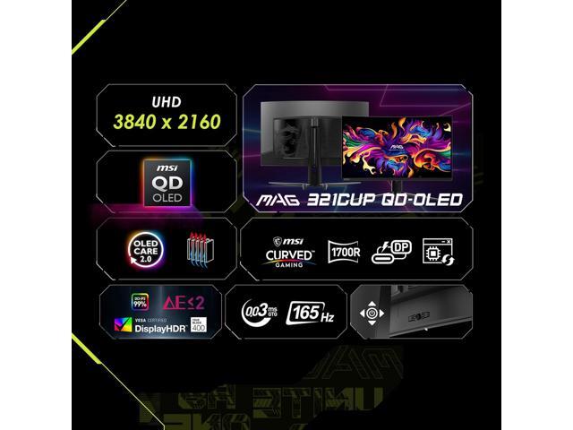 MSI - MAG 321CUP QD-OLED 32" 3840x2160 (DQHD) Curved OLED Quantum Dot Monitor 165Hz 0.03ms(GTG) HDR400 Type-C DisplayPort HDMI - Black - image 8