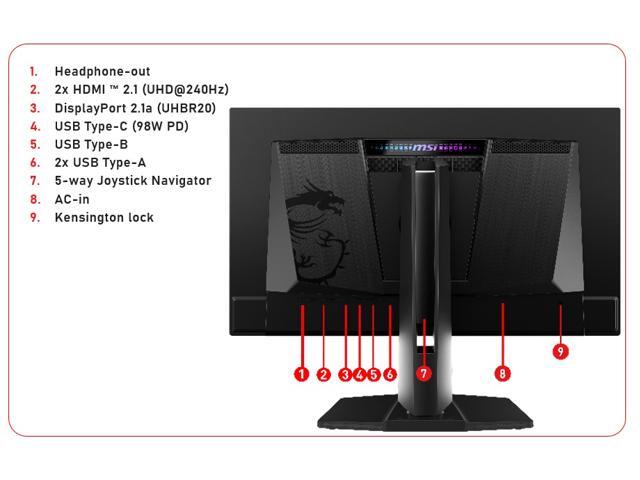 MSI - MPG 272URX QD-OLED 27" Quantum Dot OLED QHD 240Hz 0.03ms FreeSyncPremium Monitor with HDR400 (DisplayPort, HDMI, USB) - Black - image 9
