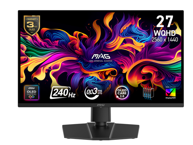 MSI 27' (26.5' Viewable) 240 Hz OLED WQHD Gaming Monitor Adaptive Sync MAG 271QP QD-OLED X24