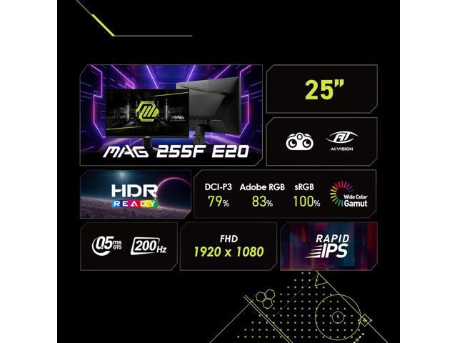 MSI - MAG 255F E20 24" Rapid IPS LCD FHD 200Hz 0.5ms Adaptive sync Gaming Monitor with HDR Ready(DisplayPort, HDMI) - Metallic Black - image 8