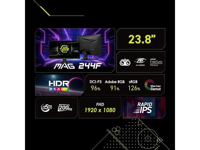 MSI - MAG 244F 24" Rapid IPS LCD FHD 200Hz 0.5ms Adaptive Sync Gaming Monitor with HDR Ready(DisplayPort, HDMI) - Metallic Black - image 6