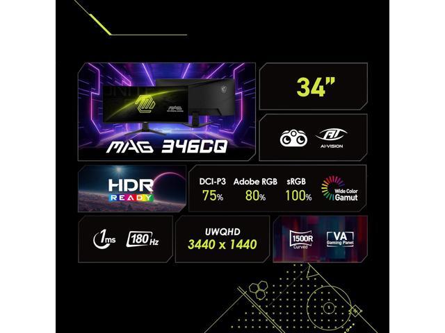 MSI - MAG 346CQ 34" LCD UWQHD 180Hz 1ms Adaptive Sync Gaming Monitor with HDR ready (DisplayPort, HDMI) - Metallic Black - image 7
