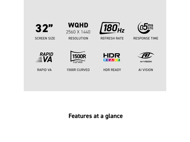 MSI - MAG 321CQF E18 32" Rapid VA LCD Curved QHD 180Hz 0.5ms FreeSync Gaming Monitor with HDR ready(DIsplayPort, HDMI) - Black - image 12
