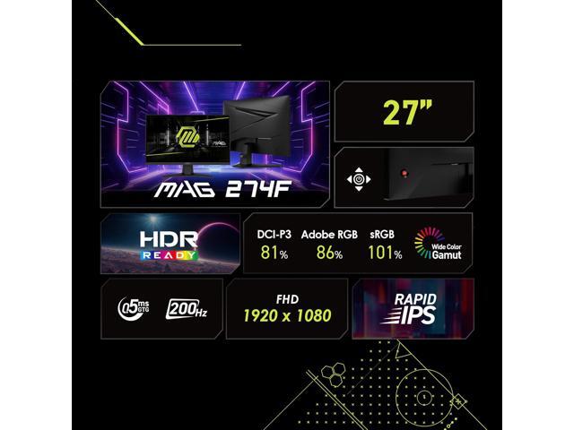 MSI - MAG 274F 27" Rapid IPS LCD FHD 200Hz 0.5ms FreeSync Gaming Monitor with HDR ready (DisplayPort, HDMI) - Black - image 7