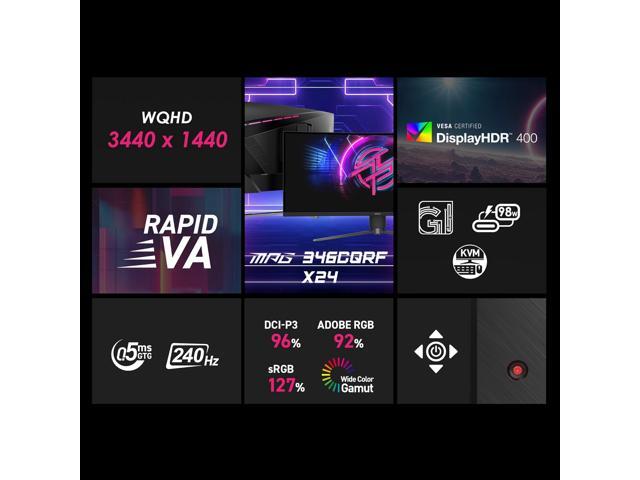 MSI - MPG 346CQRF X24 34" Rapid VA LCD Curved UWQHD 240Hz 0.5ms FreeSync Gaming Monitor with HDR400 (DisplayPort, HDMI) - Black - image 3