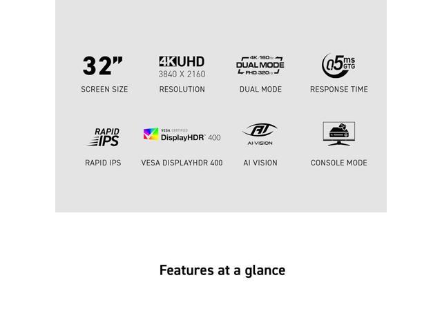 MSI - MAG 322URDF E16 31.5" LCD Dualmode(UHD 160Hz or FHD 320Hz) 0.5ms Gaming Monitor with HDR 400 (DisplayPort, HDMI) - Metallic Black - RGB - image 7