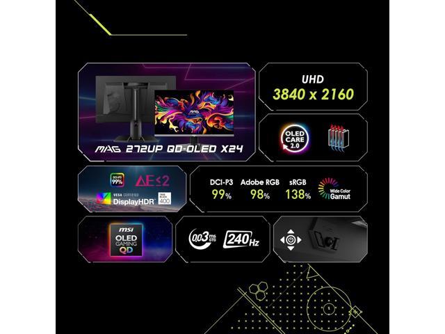MSI - MAG 272UP QD-OLED X24 27" OLED UHD 240Hz 0.03ms Adaptive Sync Gaming Monitor with HDR 400 (DisplayPort, HDMI, USB-C) - Metallic Black - image 7