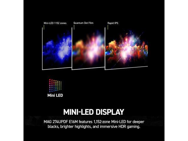 MSI - MAG 274UPDF E16M 27" MiniLED Dualmode(UHD 160Hz or FHD 320Hz)0.5ms Gaming Monitor with HDR1000(DisplayPort,HDMI,USB-C) - Metallic Black - image 8