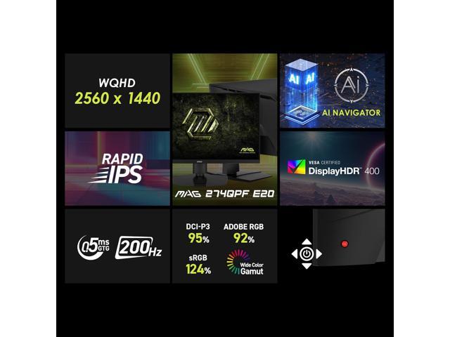 MSI - MAG 274QPF E20 27" LCD QHD 0.5ms Adaptive Sync Gaming Monitor with HDR 400 (DisplayPort, HDMI, USB-C) - Metallic Black - image 7