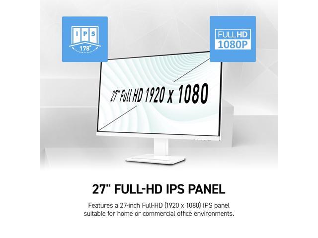 MSI - PRO MP273W E14A 27" LCD FHD 144Hz 1ms Adaptive Sync Monitor with HDR ready ,Built-in Speakers (DisplayPort, HDMI ) - Matte White - image 4