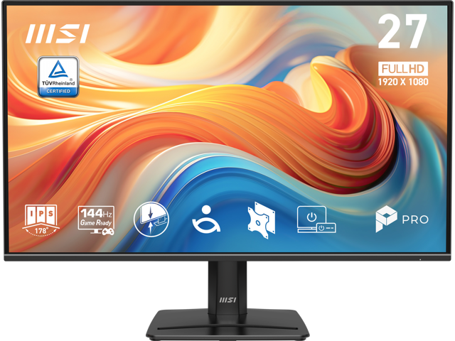 MSI - PRO MP272 E14C 2" IPS LCD FHD 144Hz 1ms Adaptive Sync Monitor HDR ready, Built-in Speakers (USB-C) - Matte Black - image 3