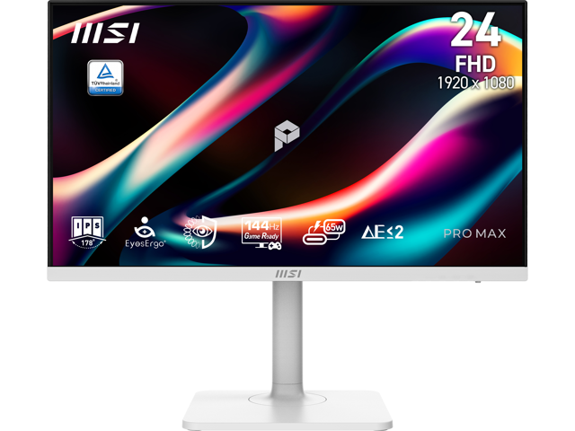 MSI 24 inch Full HD 144Hz IPS AMD FreeSync 1ms USB-C White Computer Monitor with Height Adjustable, Swivel, Pivot & Tilt Stand for both work &.