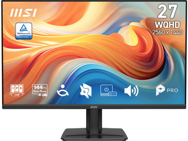 MSI 27 inch QHD 2K 1440P 144Hz IPS AMD FreeSync 1ms Built-in Speaker LCD Computer Monitor for both work & gaming PRO MP275Q E14