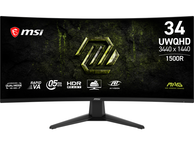 MSI 34' 200Hz VA UWQHD Gaming Monitor Adaptive Sync MAG 346CQDF E20