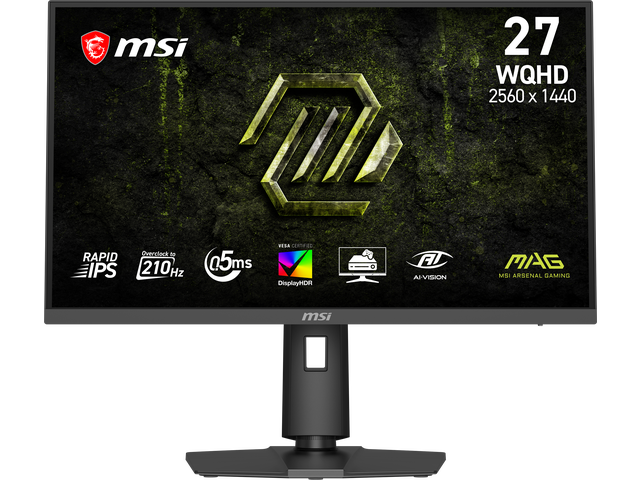 Open Box - MSI 27 inch WQHD 2K 1440P 210Hz IPS Adaptive Sync Gaming Computer Monitor with Height Adjustable, Swivel, Pivot, Tilt Stand MAG 275QPF E21