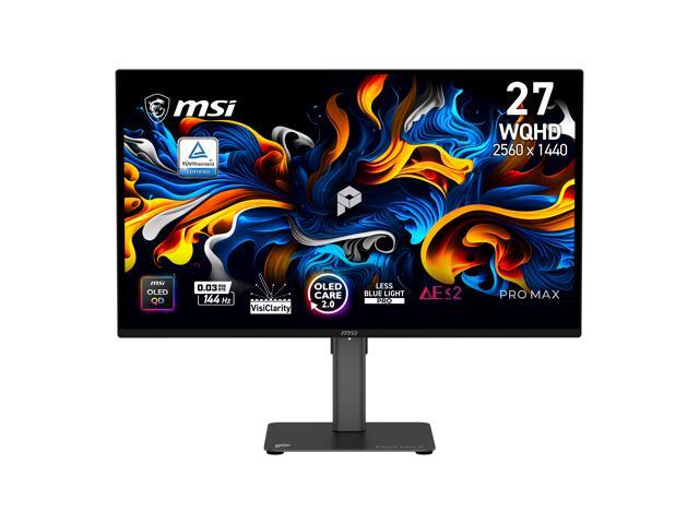 MSI 27 inch QHD 2K 1440P 144Hz AMD FreeSync & G-SYNC Compatible 0.03ms PIP/PBP OLED USB-C Computer Monitor with Height Adjustable, Swivel, Pivot &...