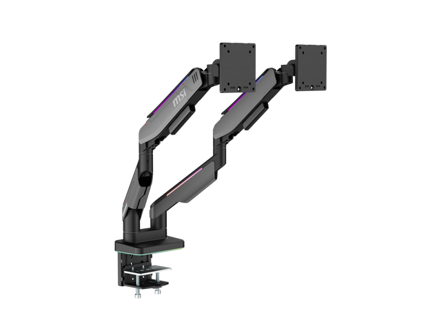 Open Box - MSI MPG MT201DR V2 - Premium RGB Dual Monitor Stand Arms, 17-35' Support, VESA Compatible, Adjustable Heavy Duty Gas Spring Mount, 44...
