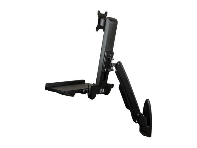 StarTech WALLSTS1 Wall Mounted Sit Stand Desk - Single Monitor - Adjustable Standing Desk Converter - Height Adjustable Desk - Desk Riser