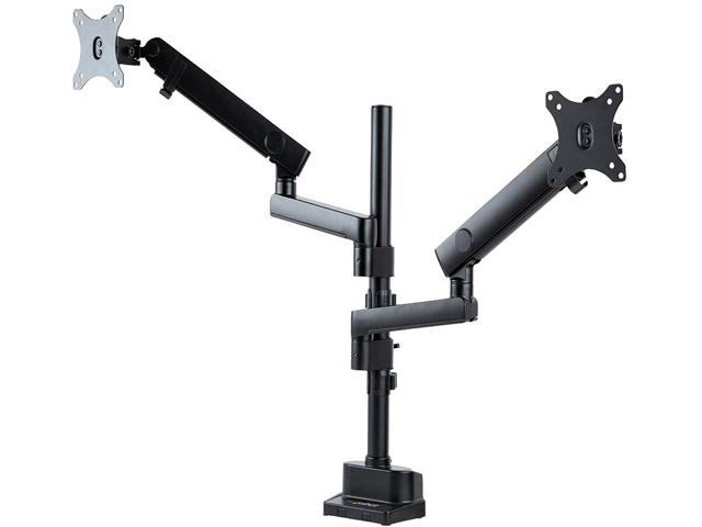 StarTech.com ARMDUALPIVOT Desk Mount Dual Monitor Arm, Height Adjustable Full Motion Monitor Mount for 2x VESA Displays up to 32'/17lbs, Stackable.