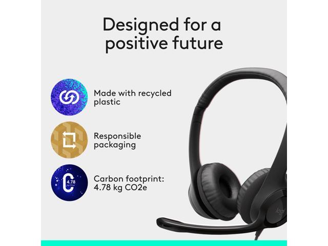 Logitech - H390 Wired USB-A On-Ear Stereo Headphones with Noise Canceling Microphone - Black - image 9