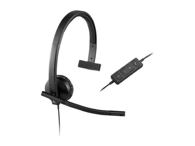 Logitech - H570e Mono Wired Over-the-Ear Headset - Black - image 2