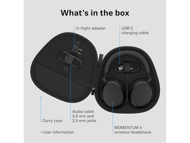 Sennheiser Momentum 4 Wireless Noise Cancelling Headphones - Bluetooth Headset for Crystal-Clear Calls with Adaptive Noise Cancellation, Over-Ear...
