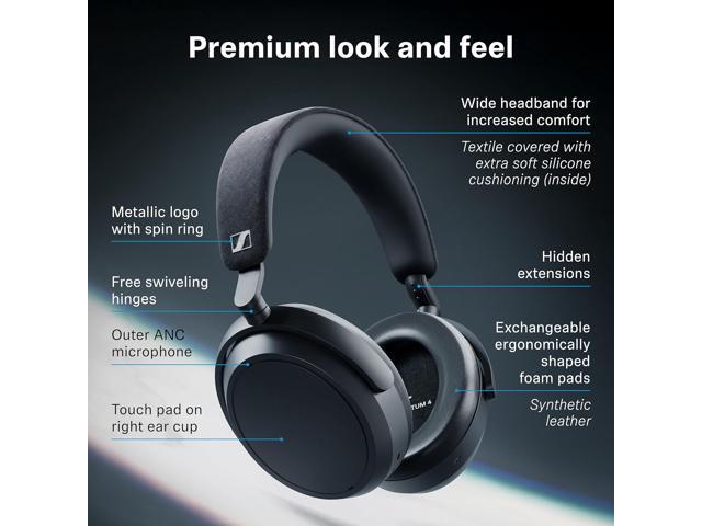 Sennheiser Momentum 4 Wireless Noise Cancelling Headphones - Bluetooth Headset for Crystal-Clear Calls with Adaptive Noise Cancellation, Over-Ear...