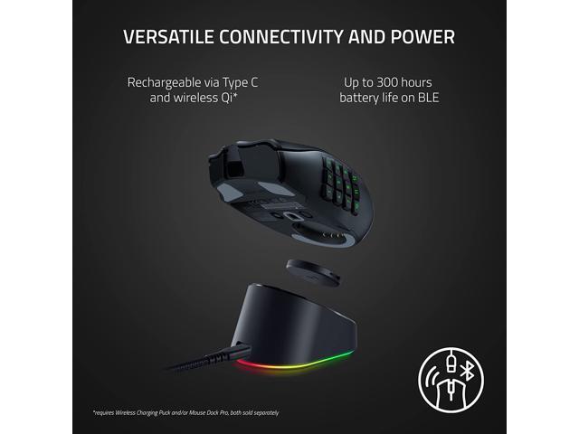 Razer - Naga V2 Pro MMO Optical Gaming Mouse with Interchangeable Side Plates in 2, 6, 12 Button Configurations - Wireless - Black - image 7
