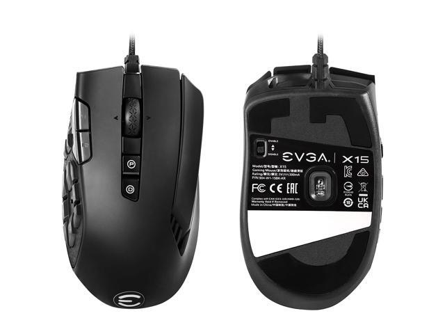 EVGA X15 MMO Gaming Mouse, 8k, Wired, Black, Customizable, 16,000 DPI, 5 Profiles, 20 Buttons, Ergonomic 904-W1-15BK-KR