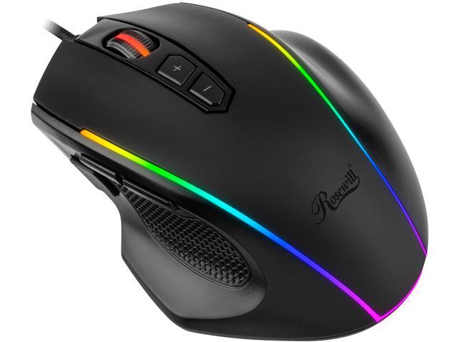 Rosewill NEON M54 RGB Gaming Mouse with Adjustable Weight Tuning and Interchangeable Side Plates, On-The-Fly 7200 DPI Optical Sensor, 8 Programmable Buttons, 11 Dynamic RGB LED Backlight Modes